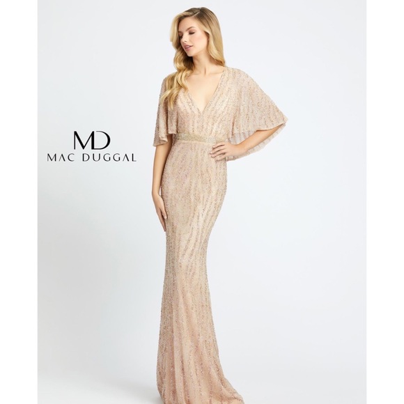 Mac Duggal Beaded Cape Sleeve 